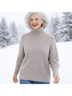 Madeleine Thompson Waffle Knit Wool Cashmere Turtleneck Sweater Womens  Large